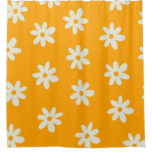 Rideaux De Douche Motif à fleurs Yellow White Retro