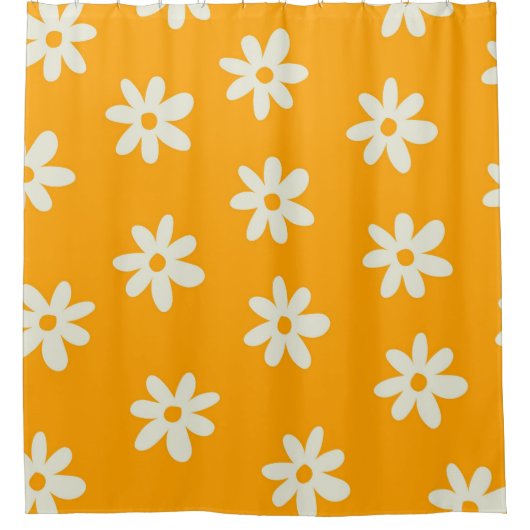 Rideaux De Douche Motif à fleurs Yellow White Retro (Devant)
