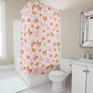Rideaux De Douche Motif à papillon Boho d'Orange rose pâle