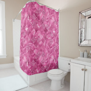 Rideaux De Douche Motif à tissage Carré rose chaud