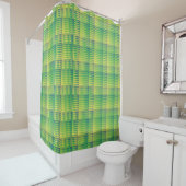 Rideaux De Douche Motif Abstrait à Damier Vert Bleu (En situation)