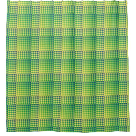 Rideaux De Douche Motif Abstrait à Damier Vert Bleu (Devant)