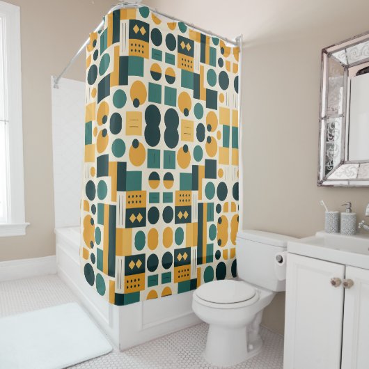 Rideaux De Douche Motif abstrait Bauhaus (En situation)