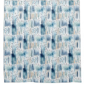 Rideaux De Douche Motif Abstrait bleu Aquarelle (Devant)