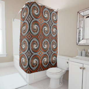 Rideaux De Douche Motif Abstrait Brown gris orange