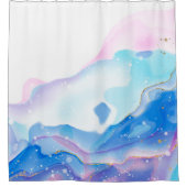 Rideaux De Douche Motif Abstrait en marbre rose et bleu liquide (Devant)