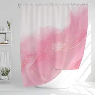 Rideaux De Douche Motif Abstrait en marbre rose vif