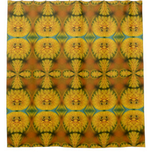 Rideaux De Douche Motif Abstrait Jaune Et Vert