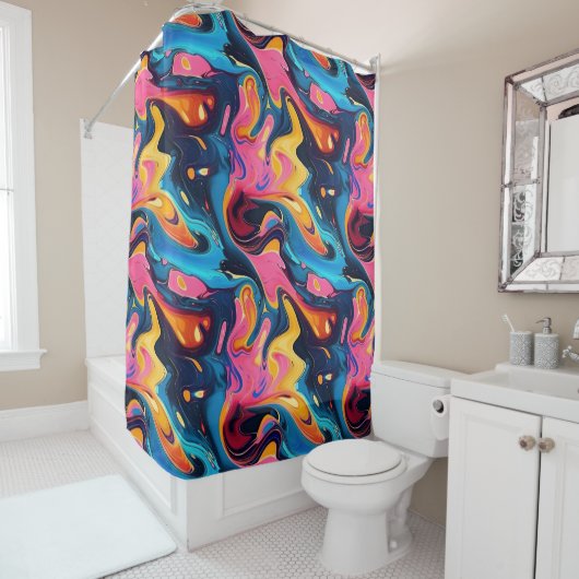 Rideaux De Douche motif abstrait liquide cool (En situation)