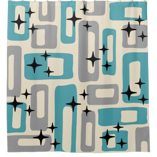 Rideaux De Douche Motif Abstrait moderne rétro du milieu du siècle (Devant)