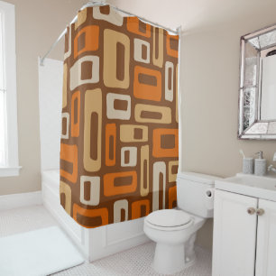 Rideaux De Douche Motif Abstrait moderne rétro du milieu du siècle