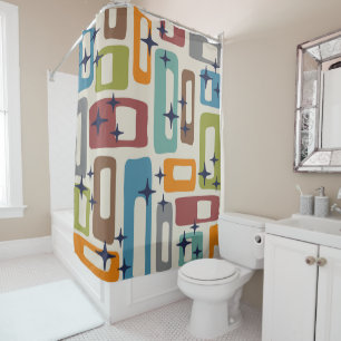Rideaux De Douche Motif Abstrait moderne rétro du milieu du siècle