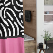 Rideaux De Douche Motif Abstrait Moderne Rose et Noir Chambre d'étud
