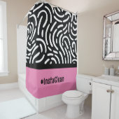 Rideaux De Douche Motif Abstrait Moderne Rose et Noir Chambre d'étud (En situation)