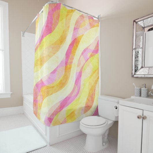 Rideaux De Douche Motif Abstrait Ondulé Vibrant (En situation)