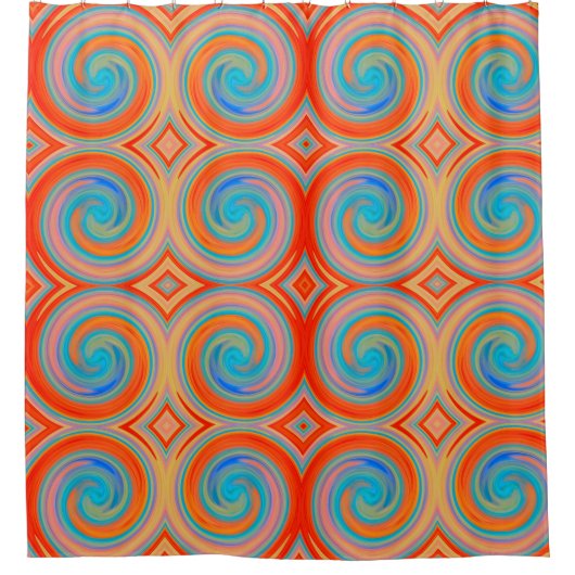 Rideaux De Douche Motif Abstrait Orange Blue (Devant)