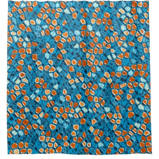 Rideaux De Douche Motif Abstrait orange et bleu (Devant)