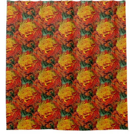 Rideaux De Douche Motif Abstrait orange jaune vert (Devant)