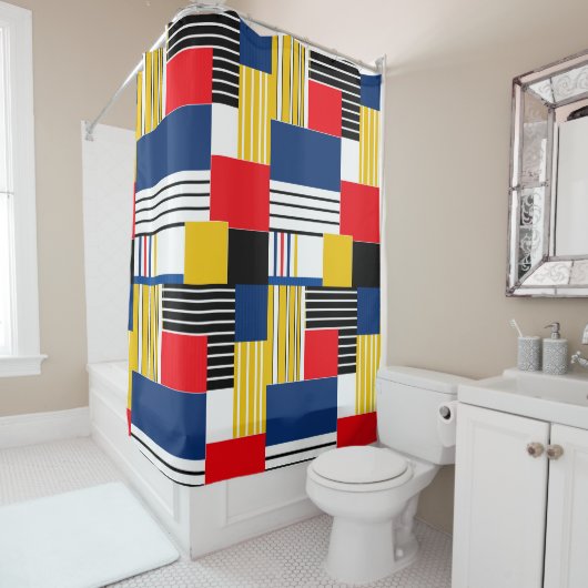 Rideaux De Douche motif Abstrait. Patchwork. (En situation)