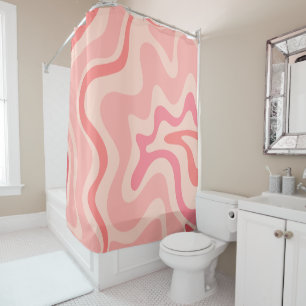 Rideaux De Douche Motif Abstrait Retro Liquid Swirl Rose