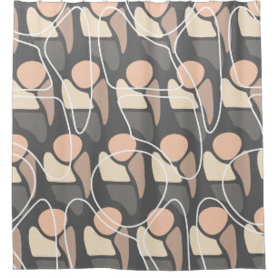Rideaux De Douche Motif Abstrait rétro Peach Slate Grey