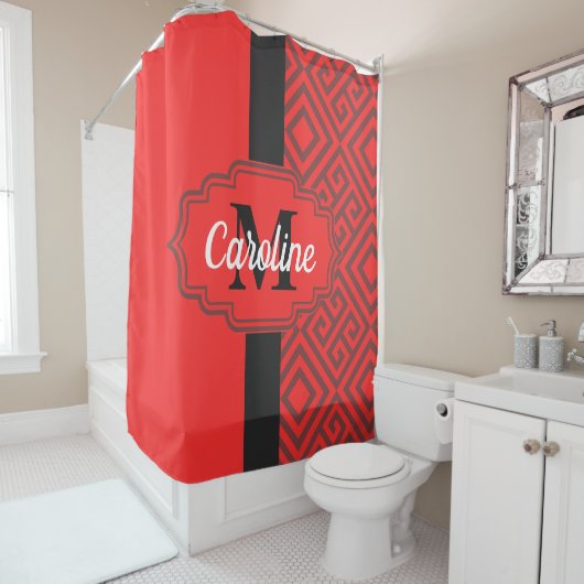 Rideaux De Douche Motif Abstrait rouge (En situation)
