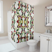 Rideaux De Douche motif abstrait rouge (En situation)