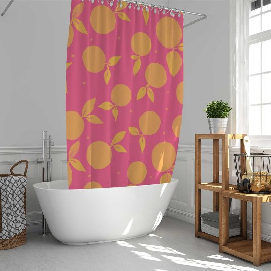 Rideaux De Douche motif Abstrait tangerine rose et jaune
