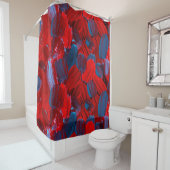 Rideaux De Douche motif Abstrait transparent en rouge et bleu (En situation)