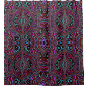 Rideaux De Douche Motif Abstrait Vert Mousse de Mer et Magenta Tripa