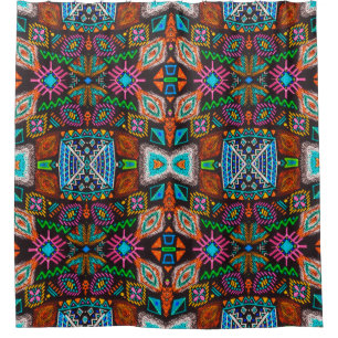 Rideaux De Douche Motif américain. Impression Ikat transparente. des
