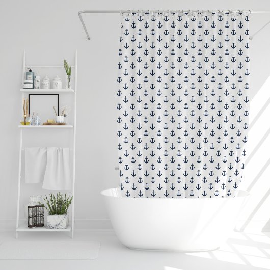 Rideaux De Douche Motif Ancres bleues