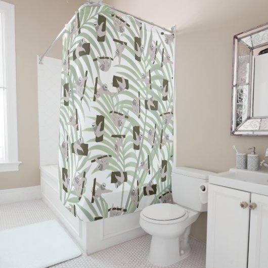 Rideaux De Douche Motif animal mignon Sloth en forêt sauvage (En situation)