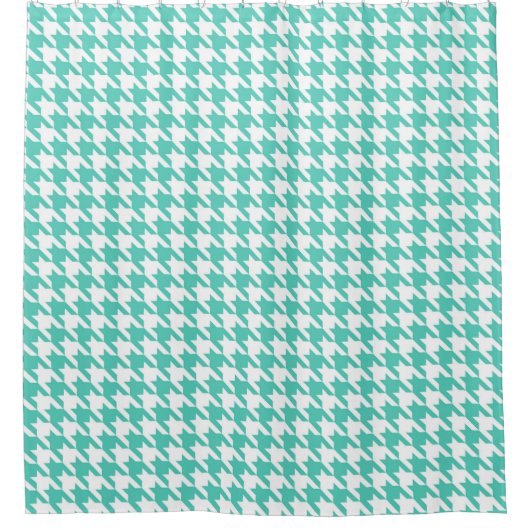 Rideaux De Douche Motif Aqua et White Houndstooth (Devant)