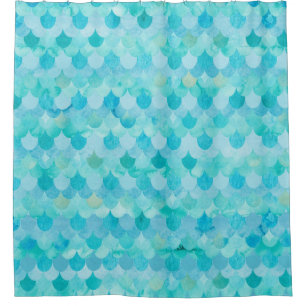 Rideaux De Douche Motif Aqua Turquoise Mermaid Scales de poissons