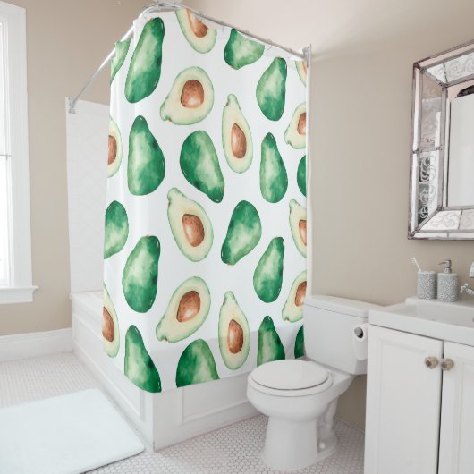 Rideaux De Douche Motif Aquarelle Avocado (En situation)
