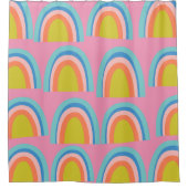 Rideaux De Douche Motif arc-en-ciel géométrique en rose vif (Devant)