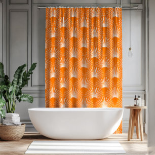 Rideaux De Douche Motif Art déco orange et blanc