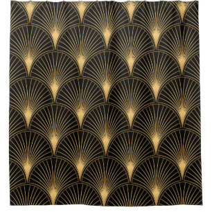 Rideaux De Douche Motif Art déco. Simples grappes noir et or