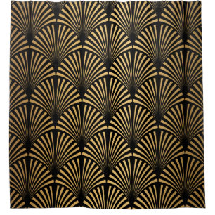 Rideaux De Douche Motif Art déco. Simples grappes noir et or