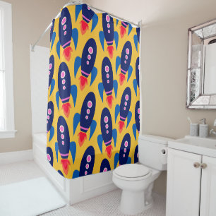 Rideaux De Douche Motif astronaute de fusées amusantes en Jaune