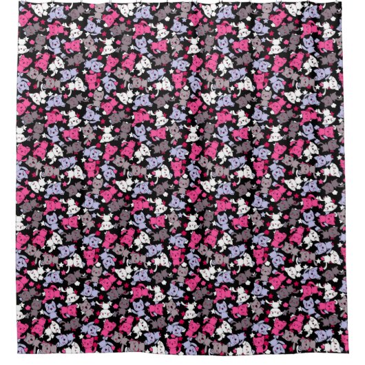 Rideaux De Douche motif avec les chats mignons 3 de griffonnage de (Devant)