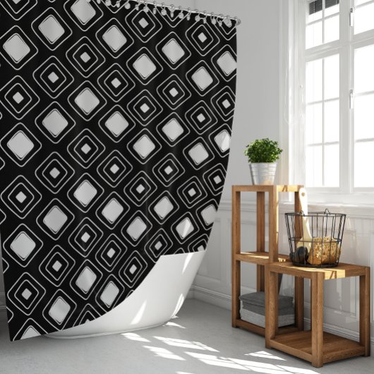 Rideaux De Douche Motif Aztèque tribal noir Boho