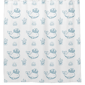 Rideaux De Douche Motif Baleine Bleue Côtière