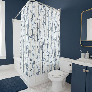 Rideaux De Douche Motif bambou nuances de bleu