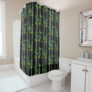 Rideaux De Douche Motif bambou sur Arrière - plan noir