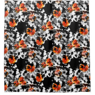 Rideaux De Douche MOTIF BLACK INK & POPPIES + votre backgr. & idées