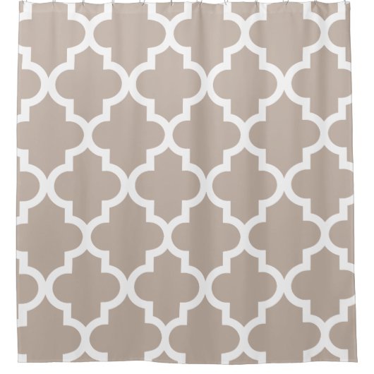 Rideaux De Douche Motif blanc de Quatrefoil de Taupe (Devant)