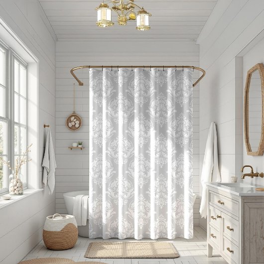 Rideaux De Douche Motif blanc et gris clair