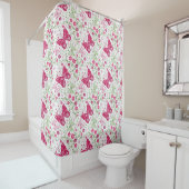 Rideaux De Douche Motif blanc floral (En situation)